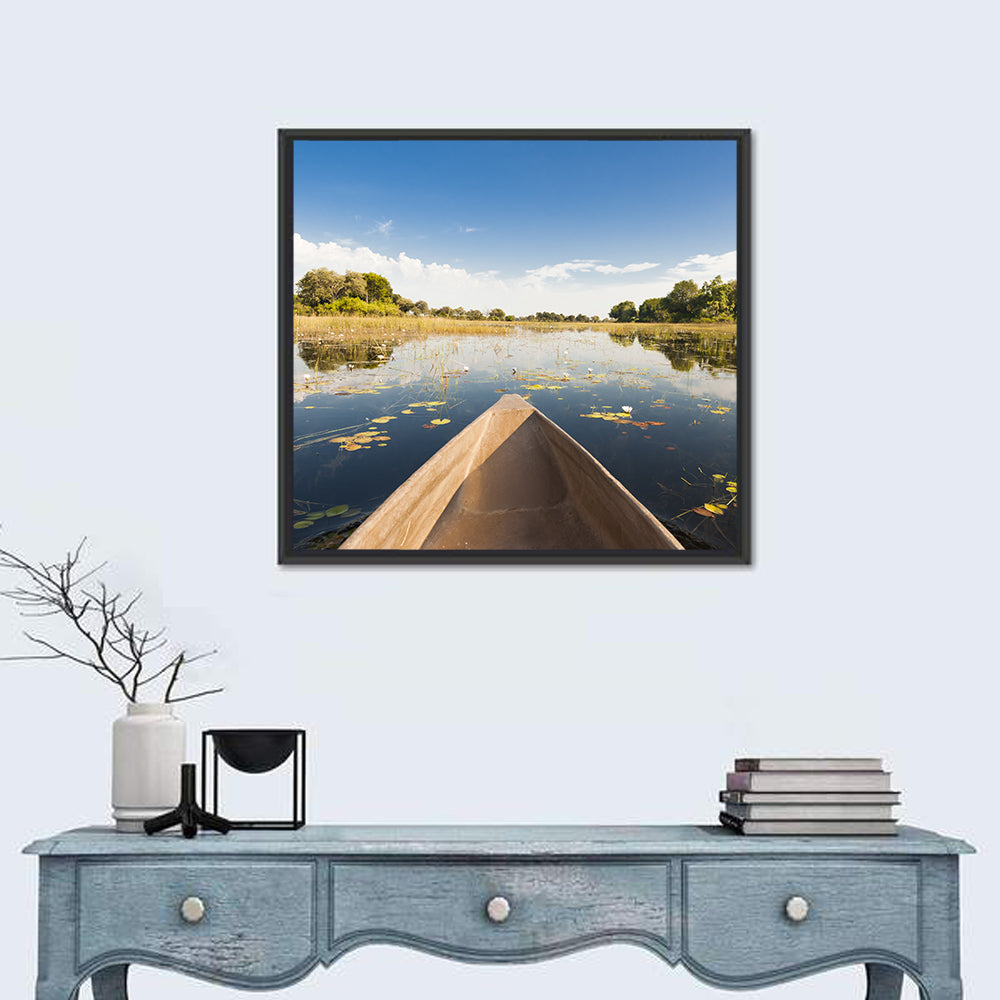 Mokoro Canoe in Okavango Delta Wall Art in a room, square