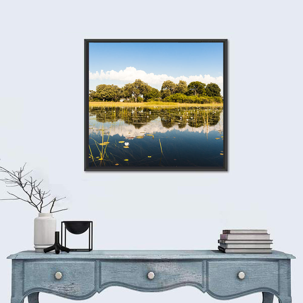 Okavango Delta Waterlilies Wall Art in a room, square