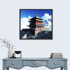 Sunlit Pagoda and Snow Peaks Wall Art