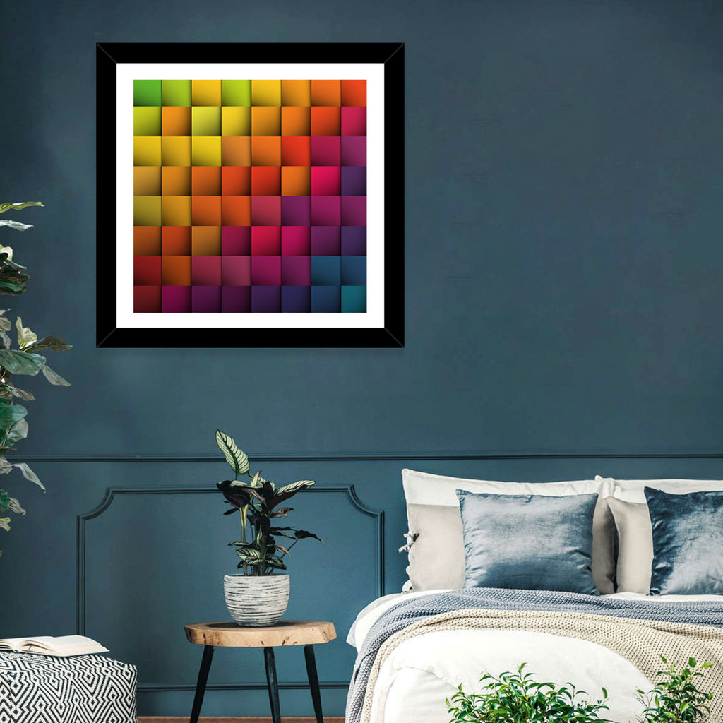 Vibrant Gradient Squares Grid Wall Art