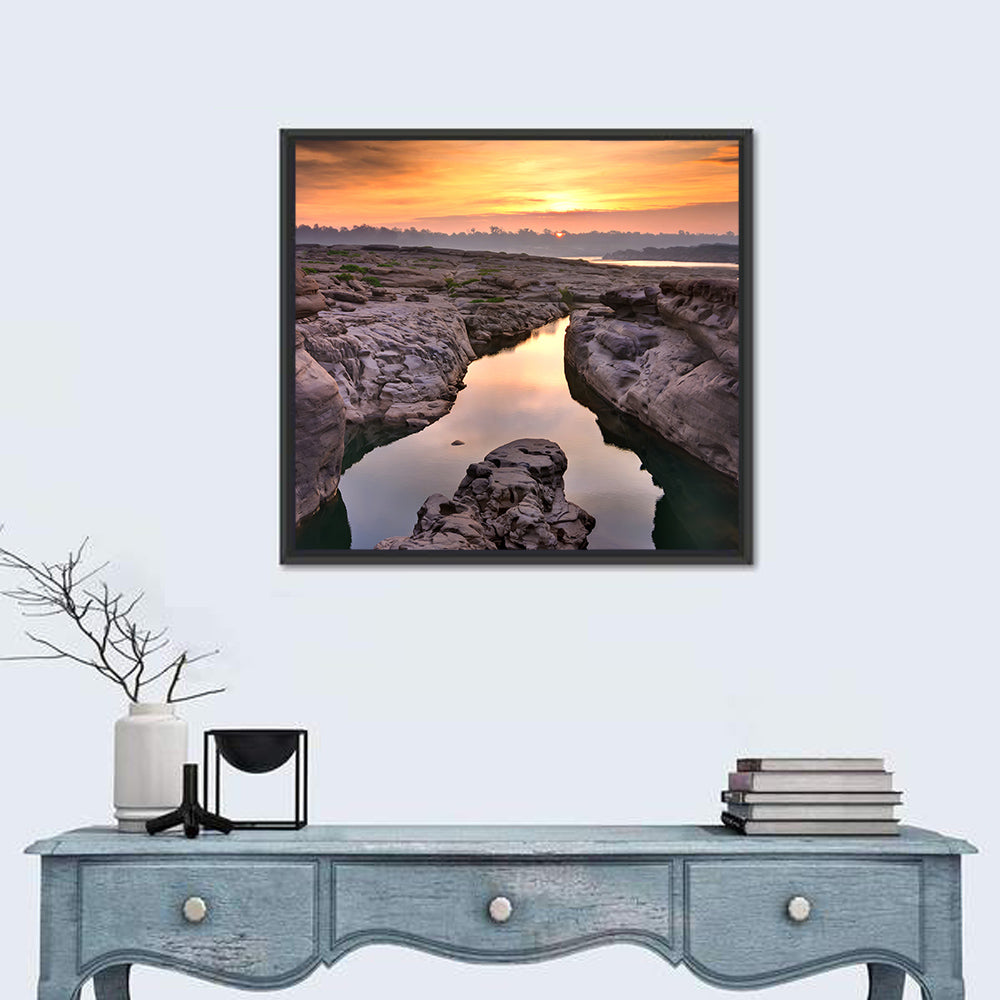 Sam Phan Bok Sunrise River Canyon Wall Art in a room, square