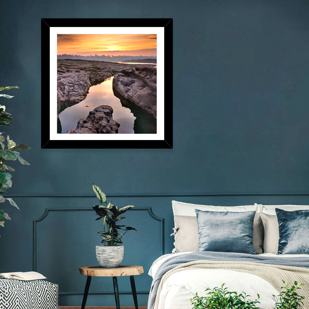 Sam Phan Bok Sunrise River Canyon Wall Art in a room, square
