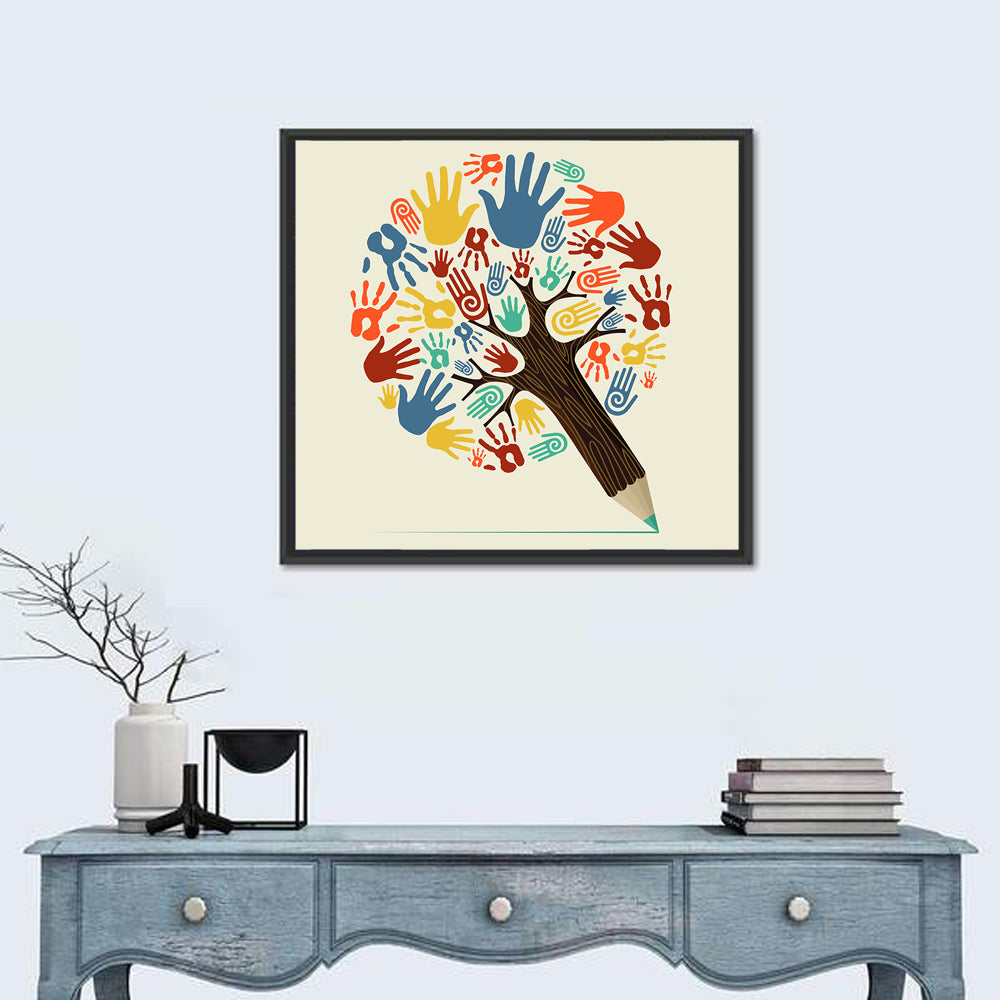 Handprint Tree Illustration Wall Art