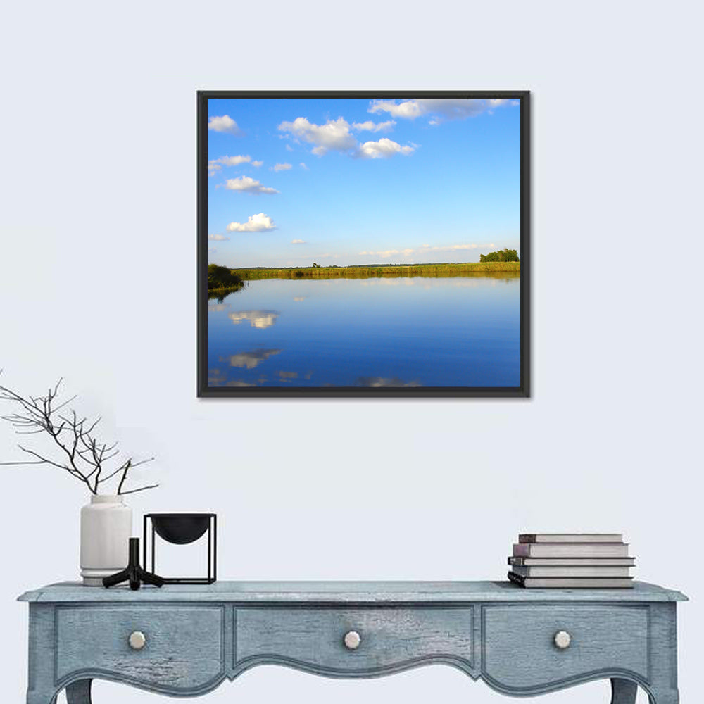 Lake Puckaway Reflection Wall Art in a room, square