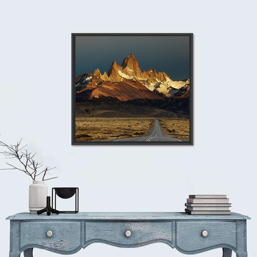Mount Fitz Roy Sunrise Wall Art in a room, square