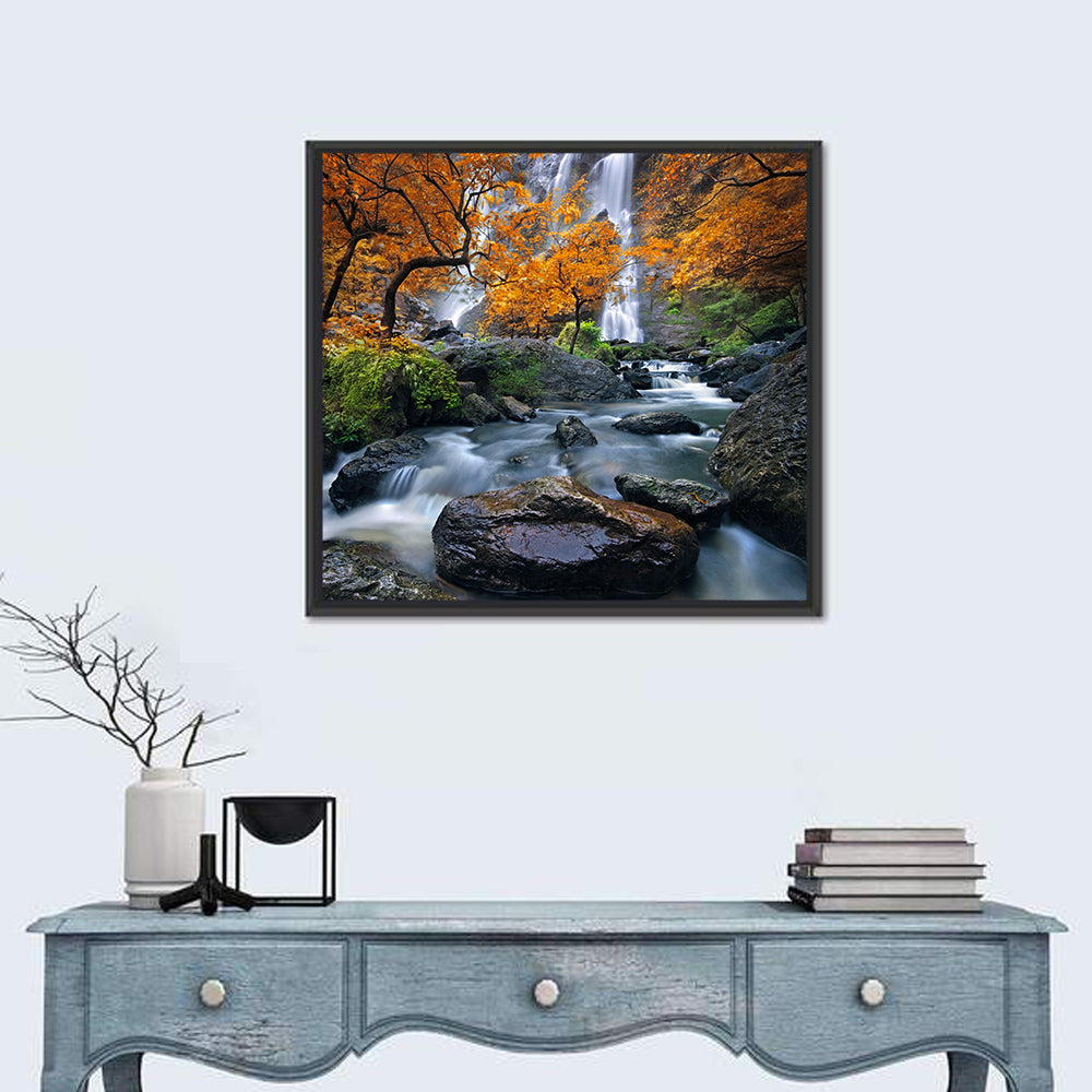 Konglan Autumn Waterfall Wall Art in a room, square