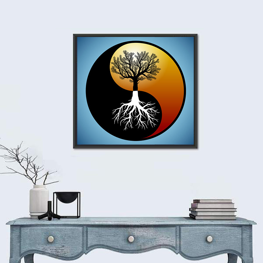 Yin Yang Tree Illustration Wall Art