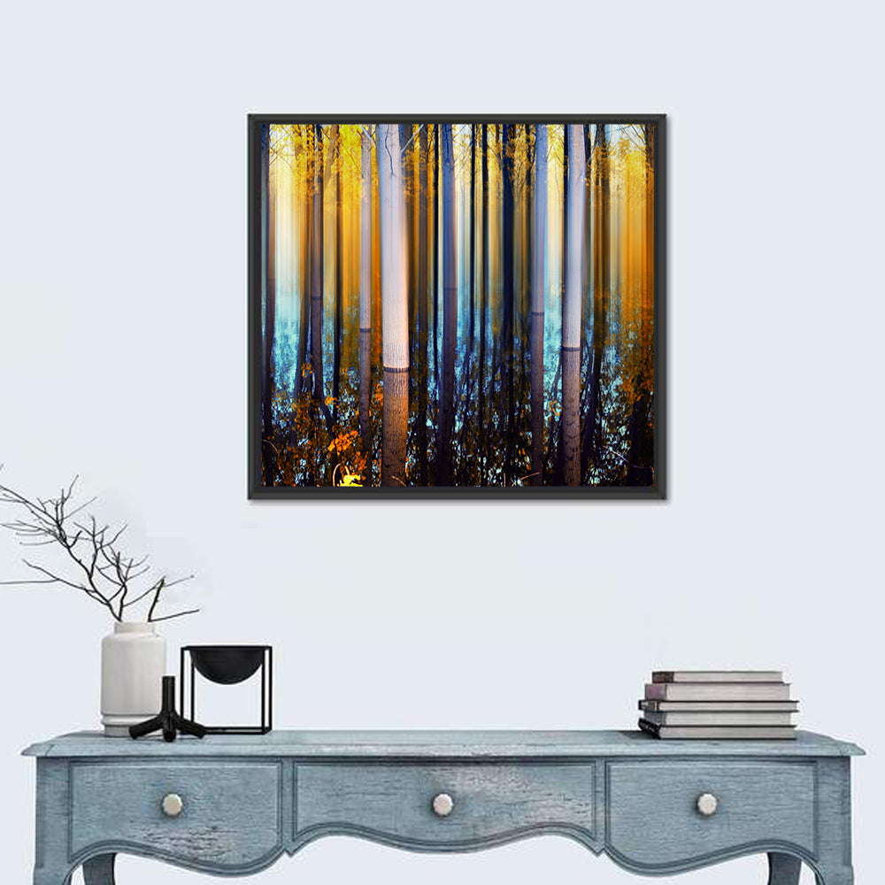 Ethereal Autumn Forest Reflection Abstract Wall Art