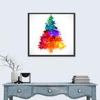 Watercolor Rainbow Christmas Tree Wall Art