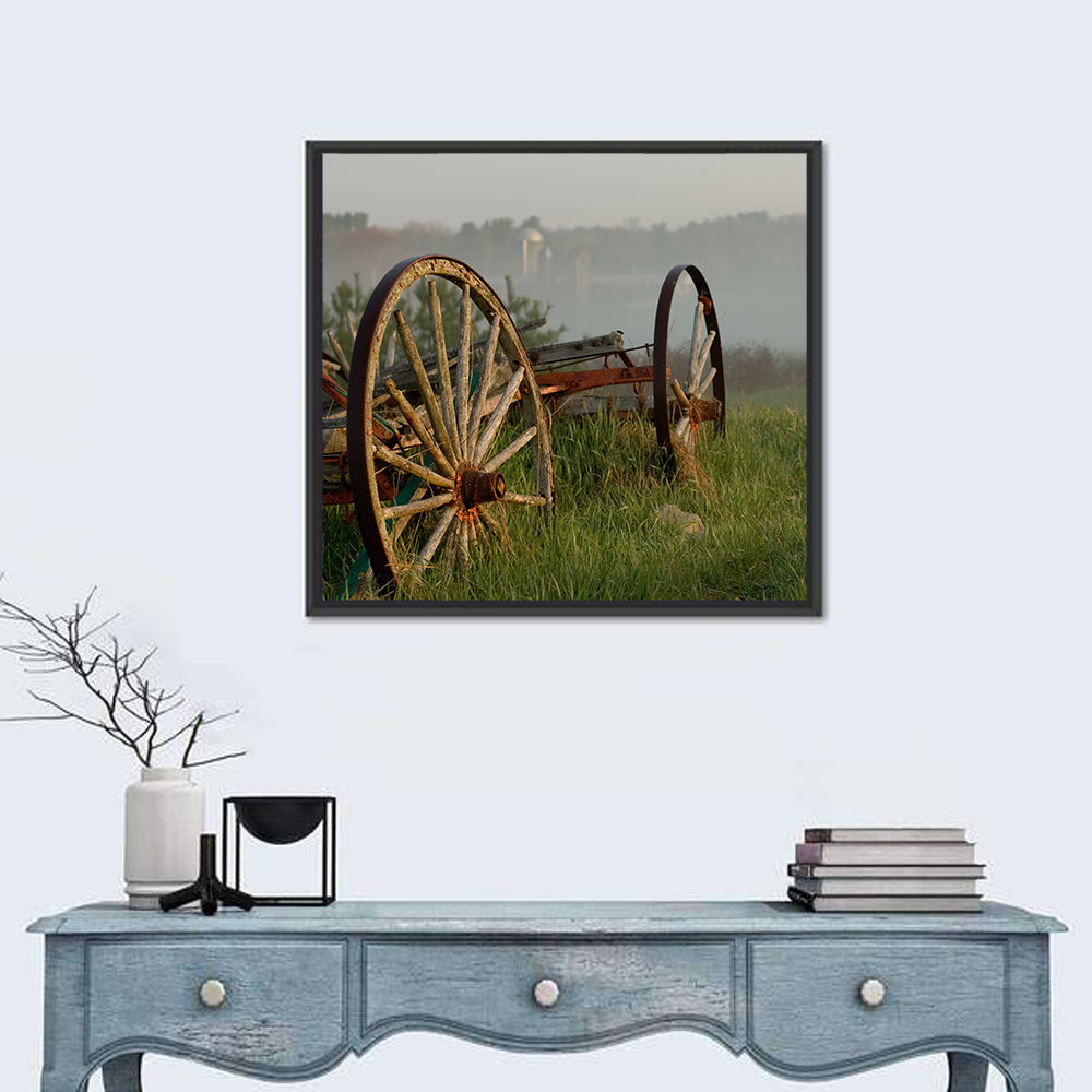Weathered Wagon in Morning Mist Wall Art