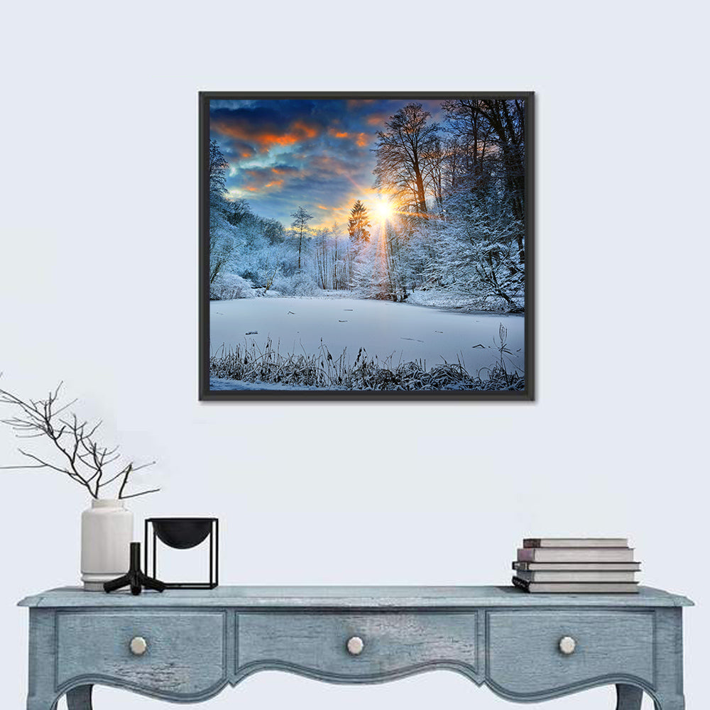 Frozen Forest Lake Wall Art