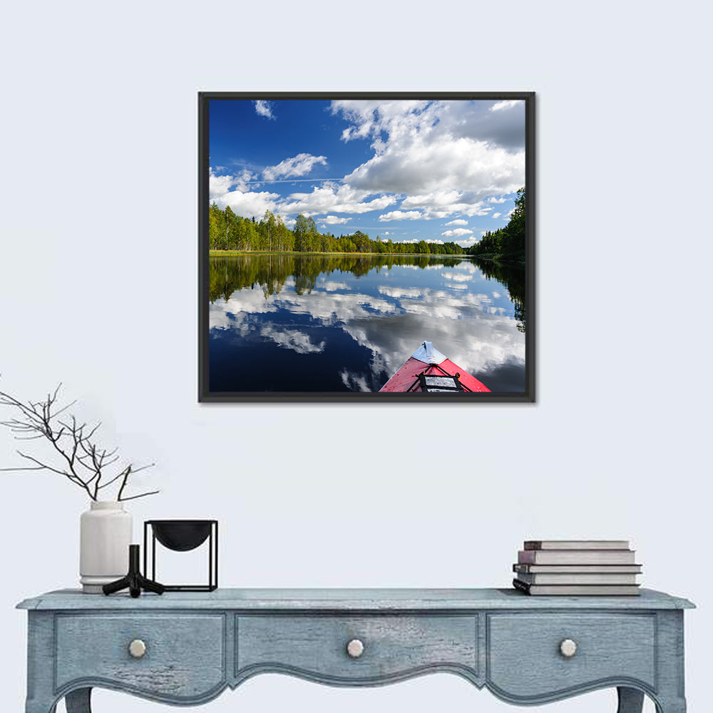 Karelia Kayak Reflection Wall Art in a room, square