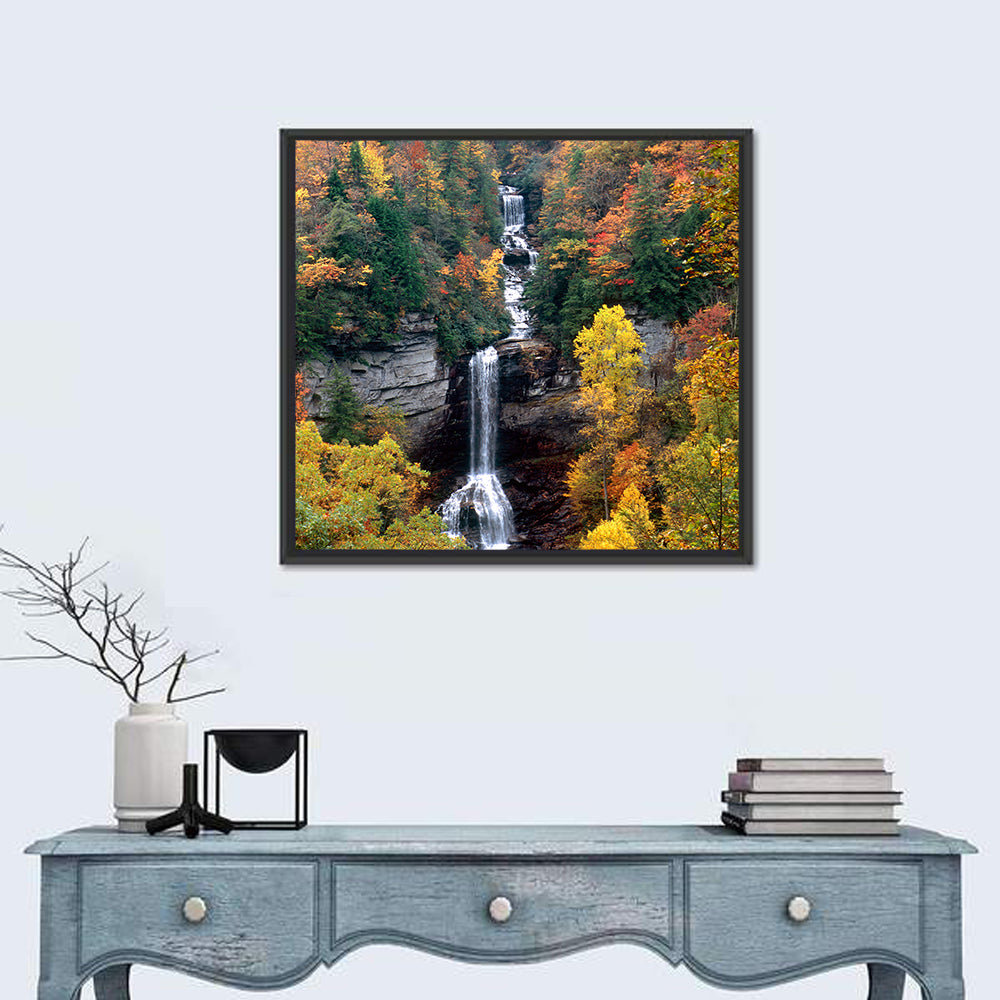 Raven Cliff Waterfall Wall Art in a room, square