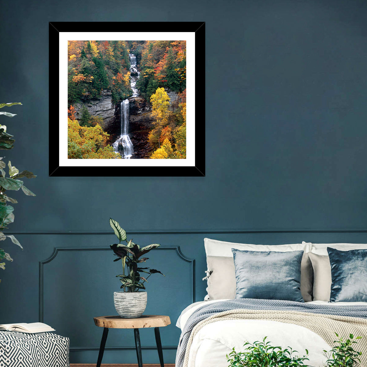 Raven Cliff Waterfall Wall Art in a room, square