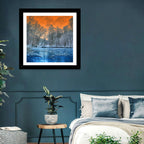 Sunset Over Winter Forest Lake Wall Art