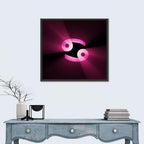 Glowing Pink Cancer Symbol Wall Art