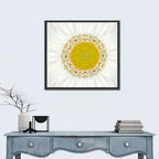 White Flower Mandala Kaleidoscope Wall Art