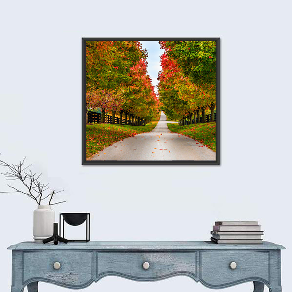 Tree-lined Farm Lane, Kentucky Wall Art in a room, square