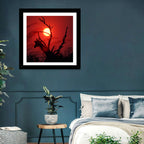 Giraffe Silhouette at Sunset Wall Art
