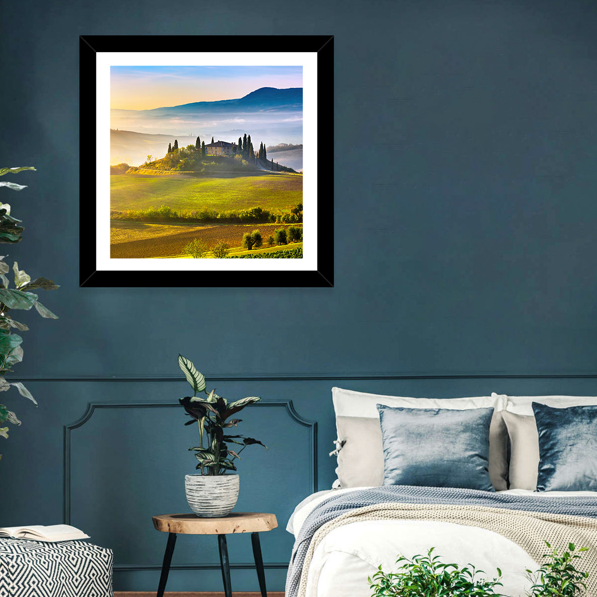 Tuscan Morning Landscape Wall Art in a room, square