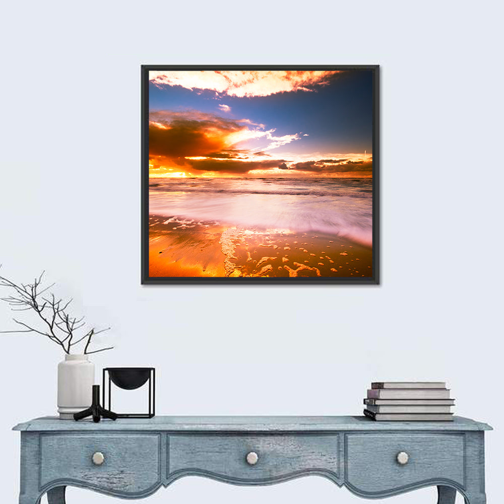 Golden Hour Beach Sunset Wall Art