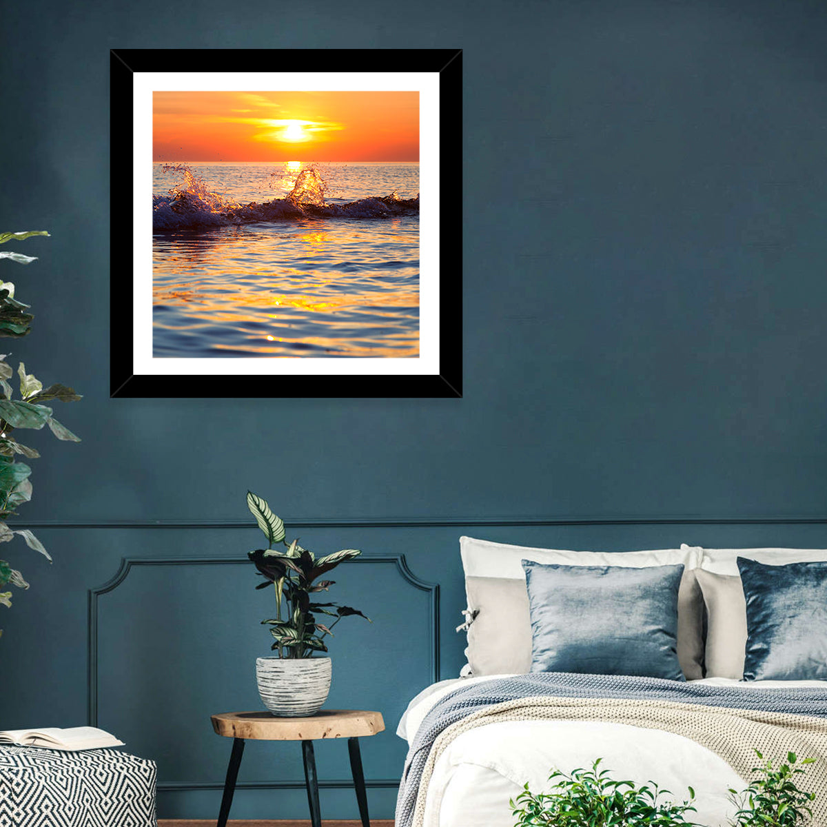 Lake Michigan Sunset Waves Wall Art