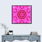 Kaleidoscopic Chrysanthemum Mandala in Magenta Wall Art