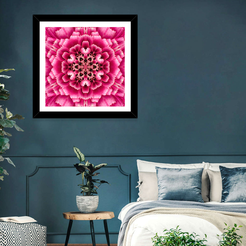 Kaleidoscopic Pink Chrysanthemum Mandala Wall Art