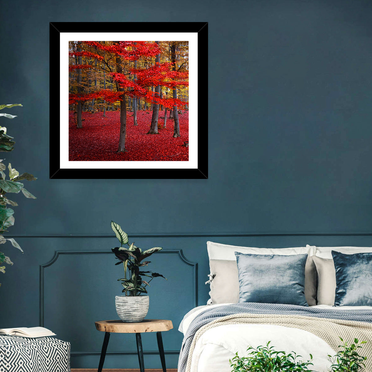 Crimson Autumn Forest Wall Art