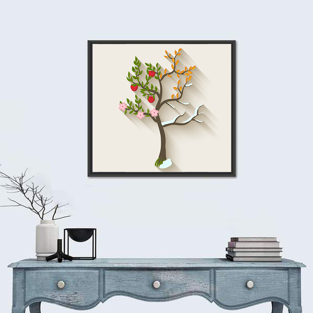 Four Seasons Tree Wall Art in a room, square