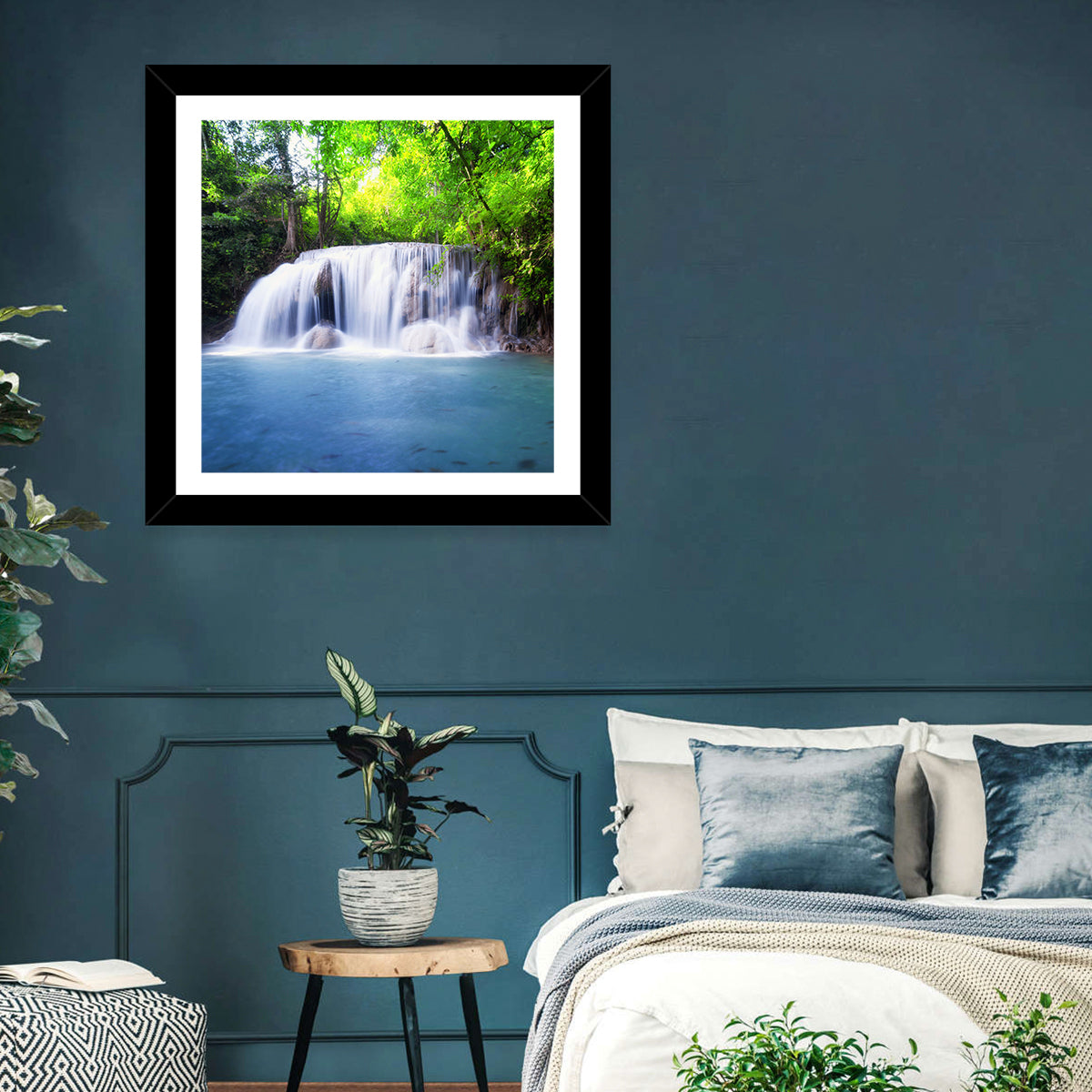 Erawan Waterfall Emerald Pool Wall Art in a room, square