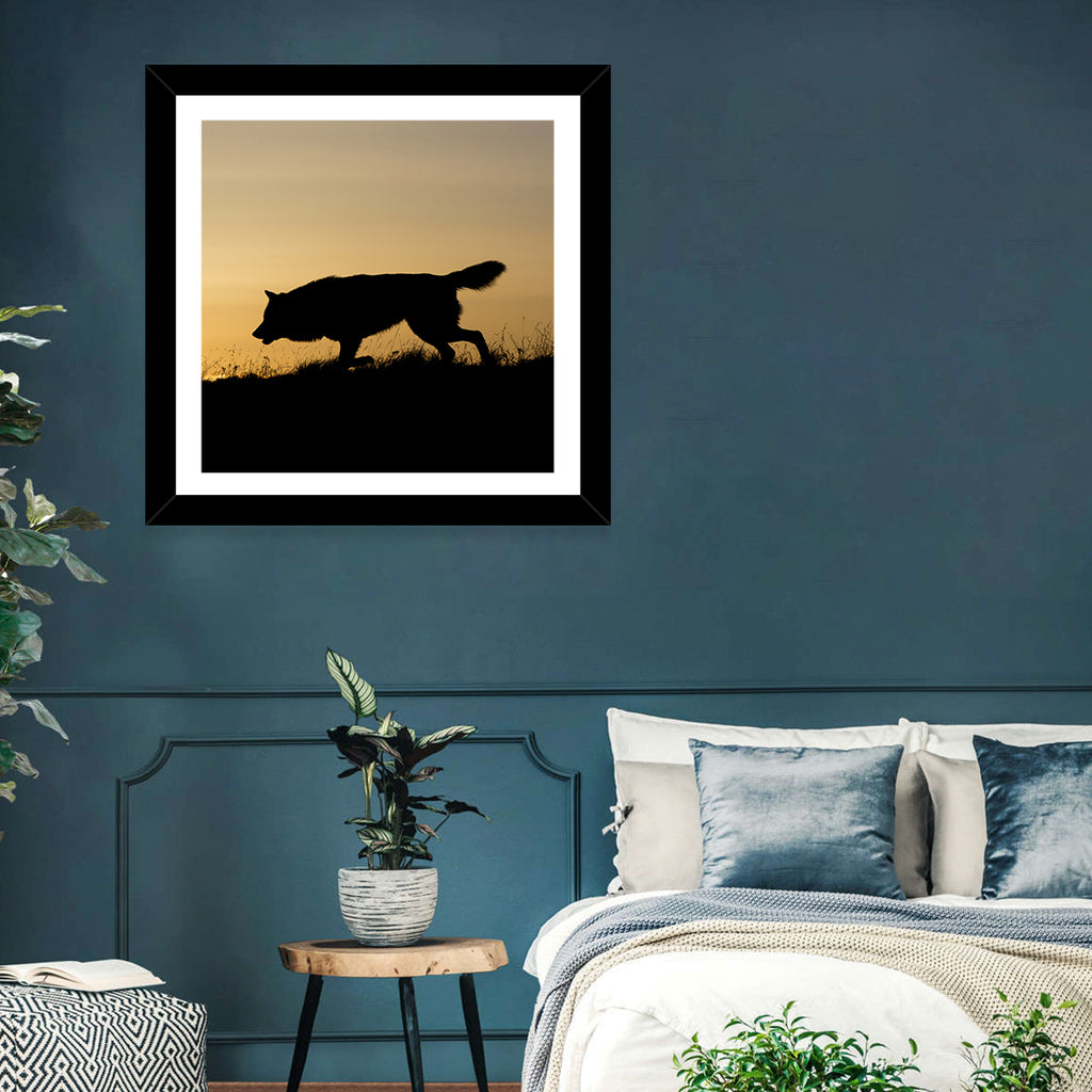 Wolf at Golden Horizon Wall Art