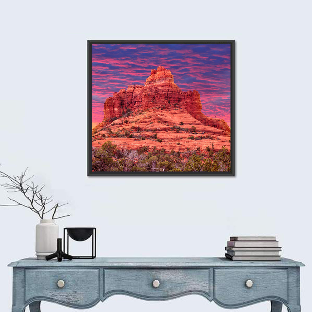 Bell Rock Sunset, Sedona Wall Art in a room, square