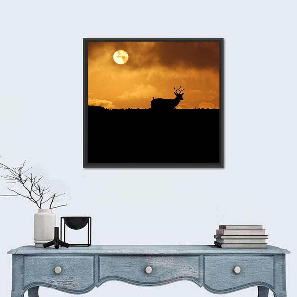 Deer at Sunset Wall Art in a room, square