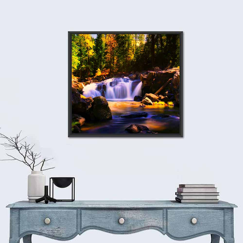 Autumn Mountain Waterfall Wall Art
