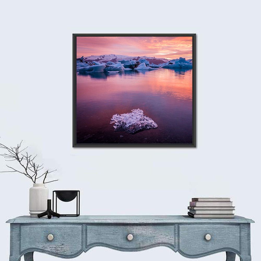 Jökulsárlón Dusk Lagoon Wall Art in a room, square