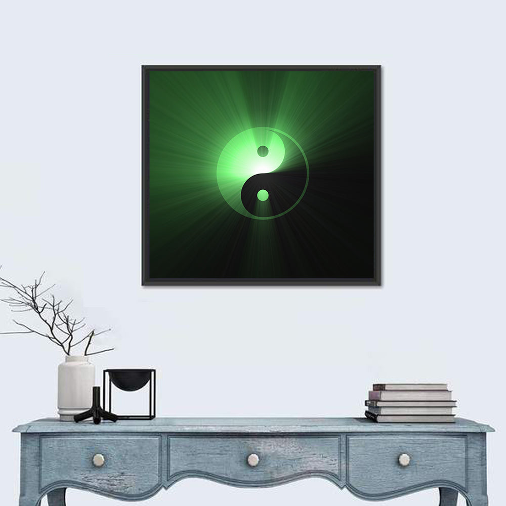 Green Glowing Yin Yang Wall Art