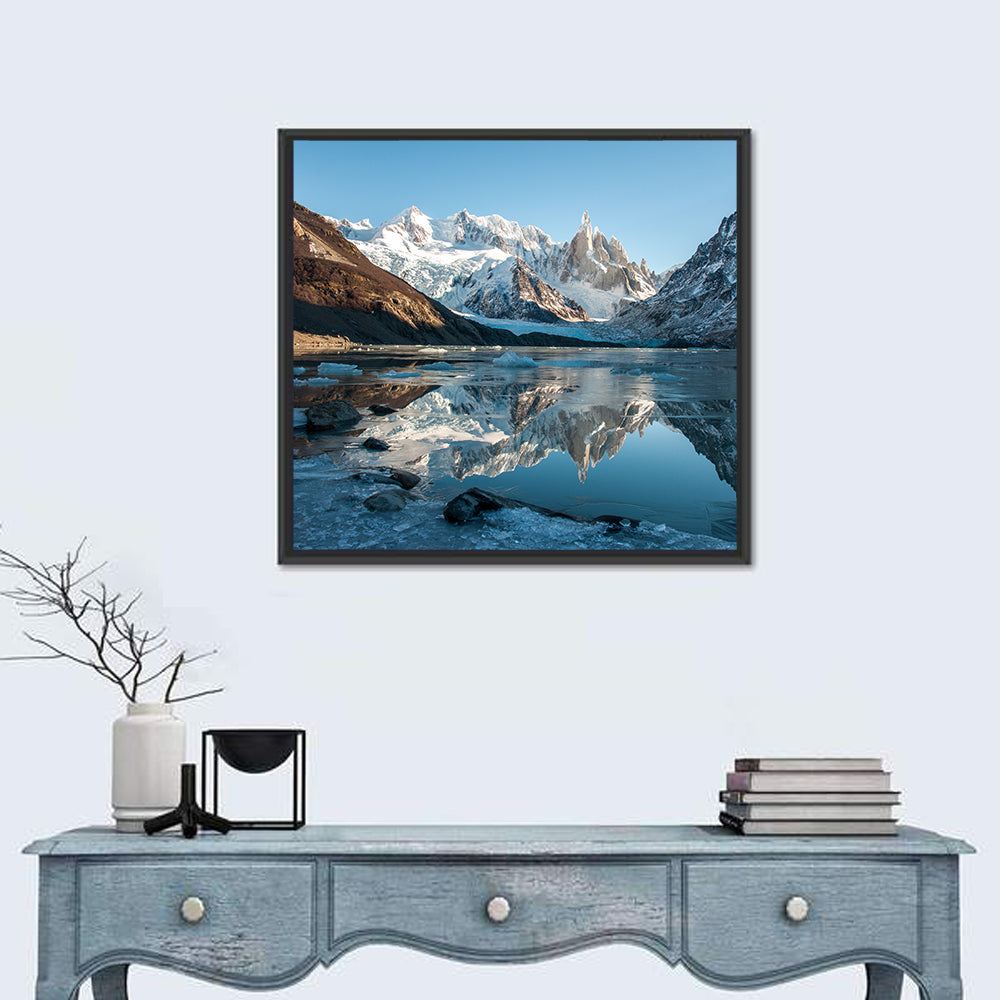 Cerro Torre Reflection, Laguna Torre Wall Art in a room, square