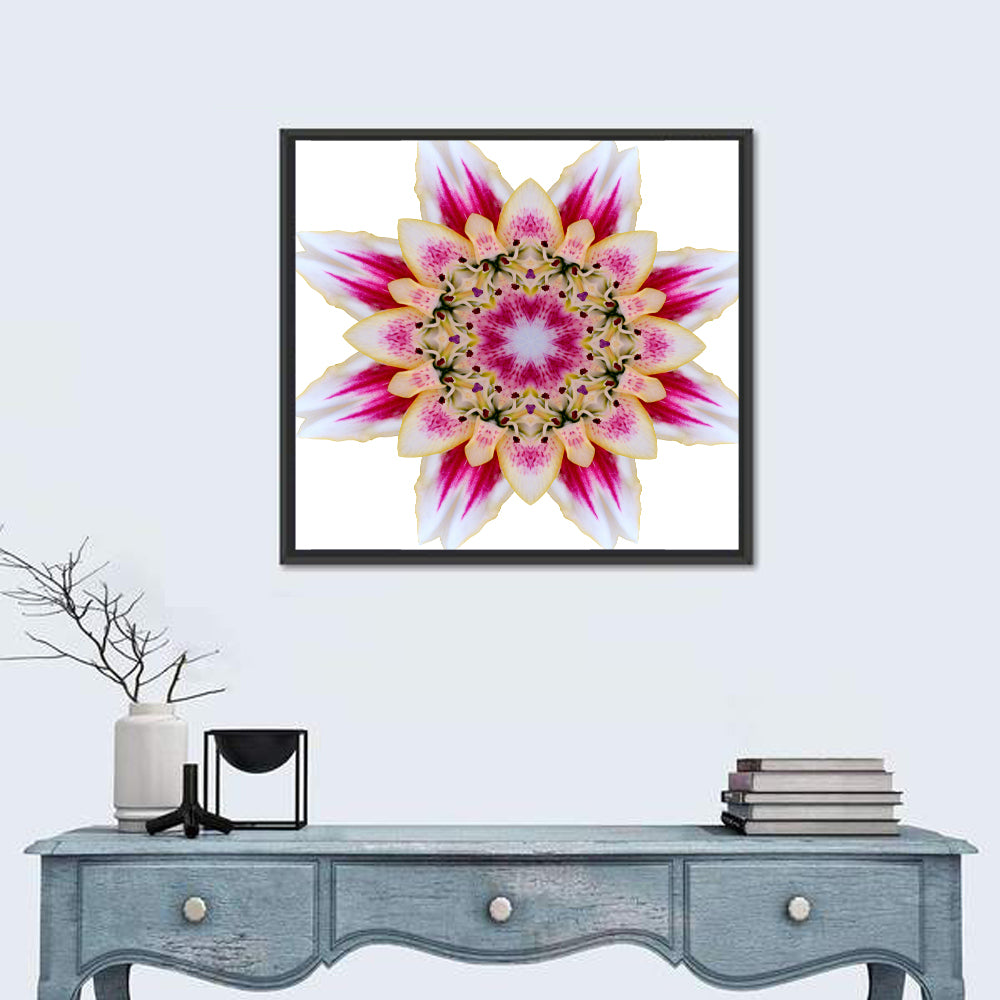 Pink Lily Star Mandala Pattern Wall Art