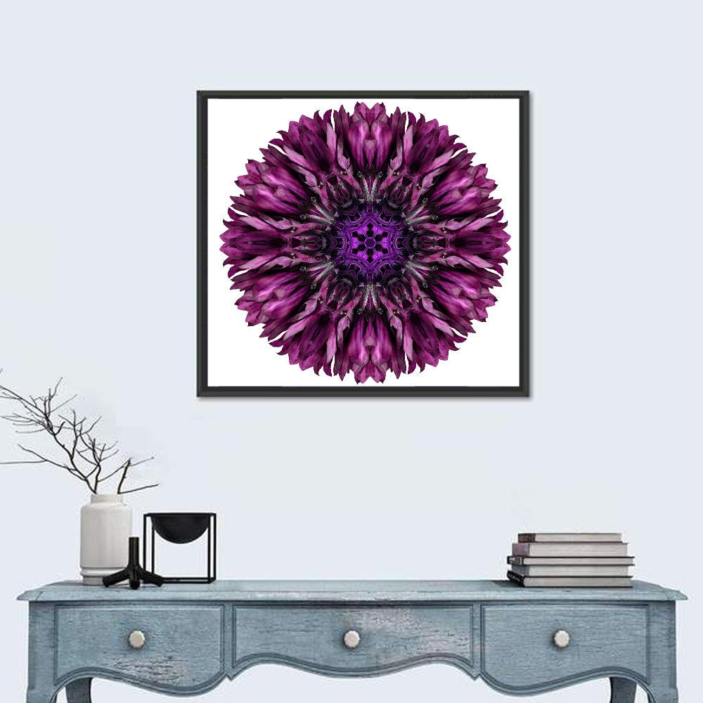 Purple Cornflower Kaleidoscope Mandala Wall Art