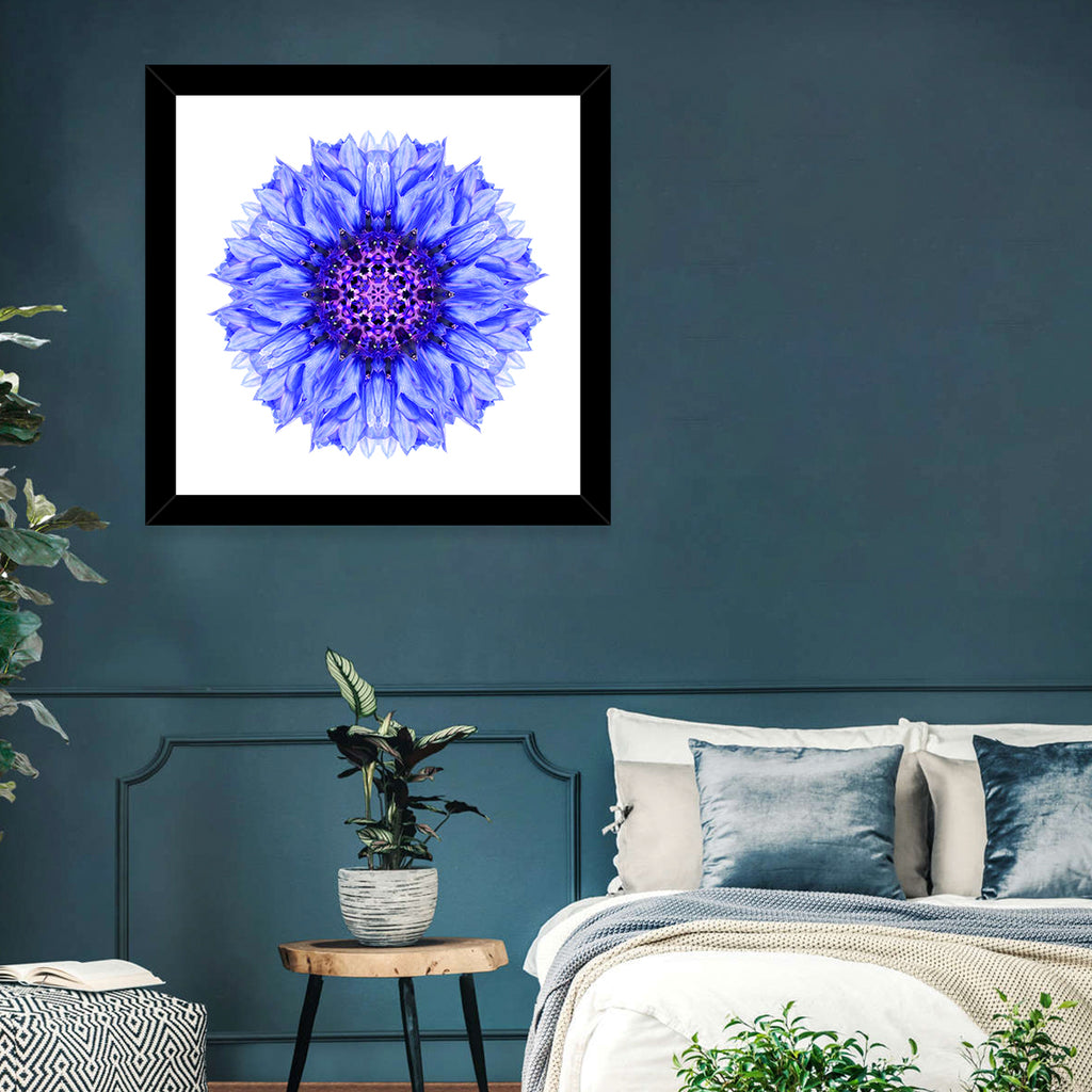 Cornflower Mandala with Dark Violet Center Wall Art
