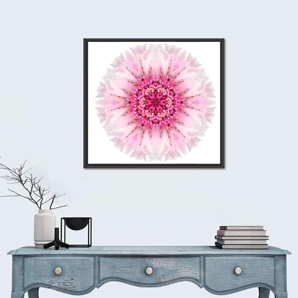 Pink Cornflower Kaleidoscope Mandala Wall Art