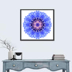Blue Cornflower Mandala Pattern Wall Art