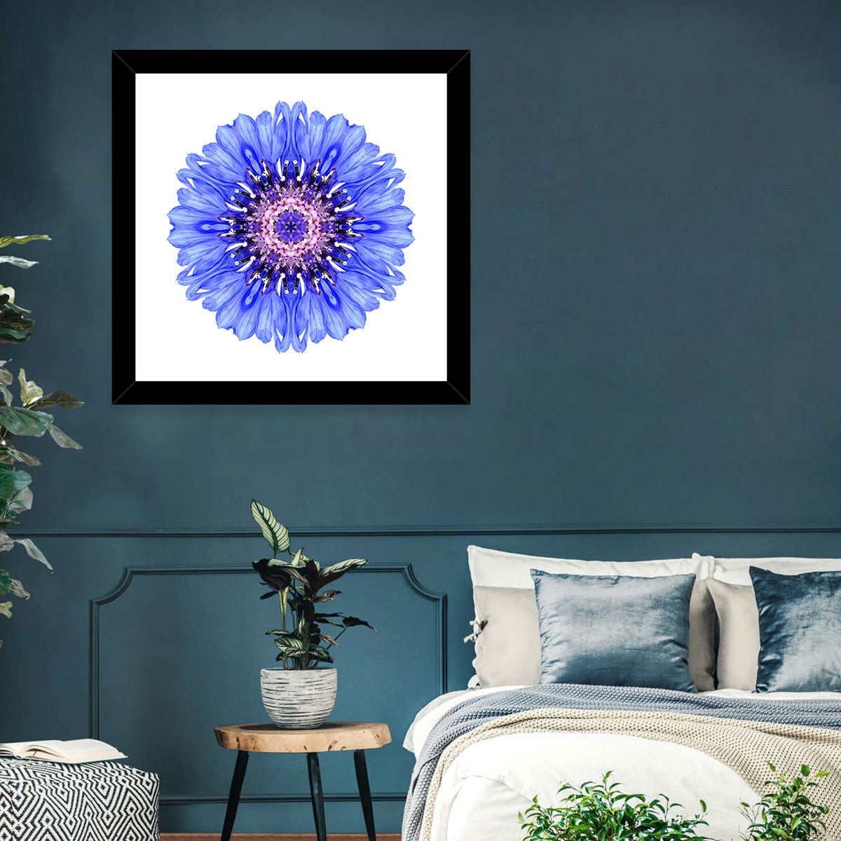 Blue Mandala Floral Pattern Wall Art