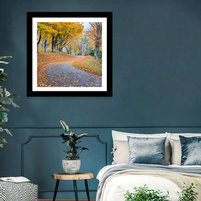 Autumn Leaves on Road Wall Art