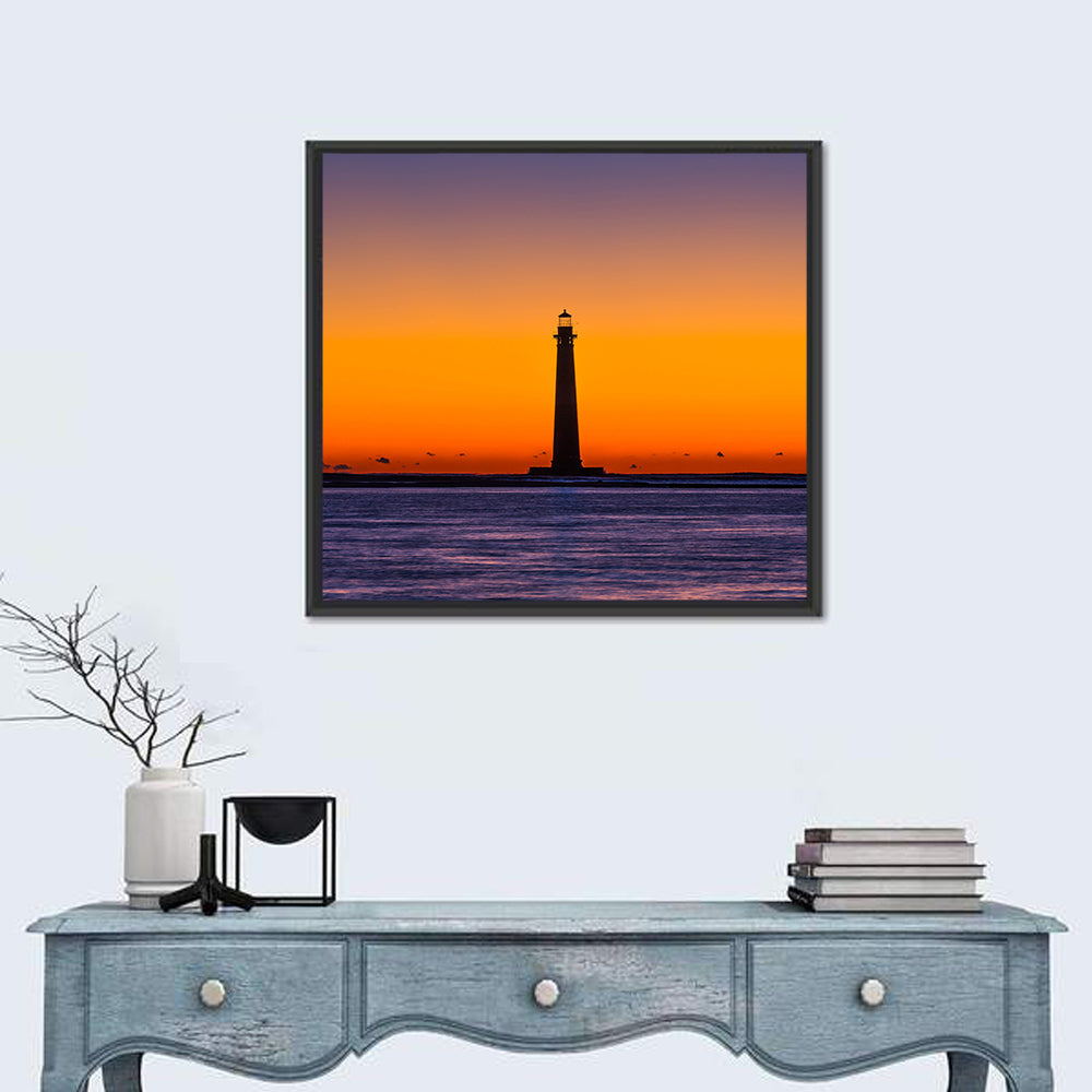 Minimalist Lighthouse Silhouette at Twilight Wall Art