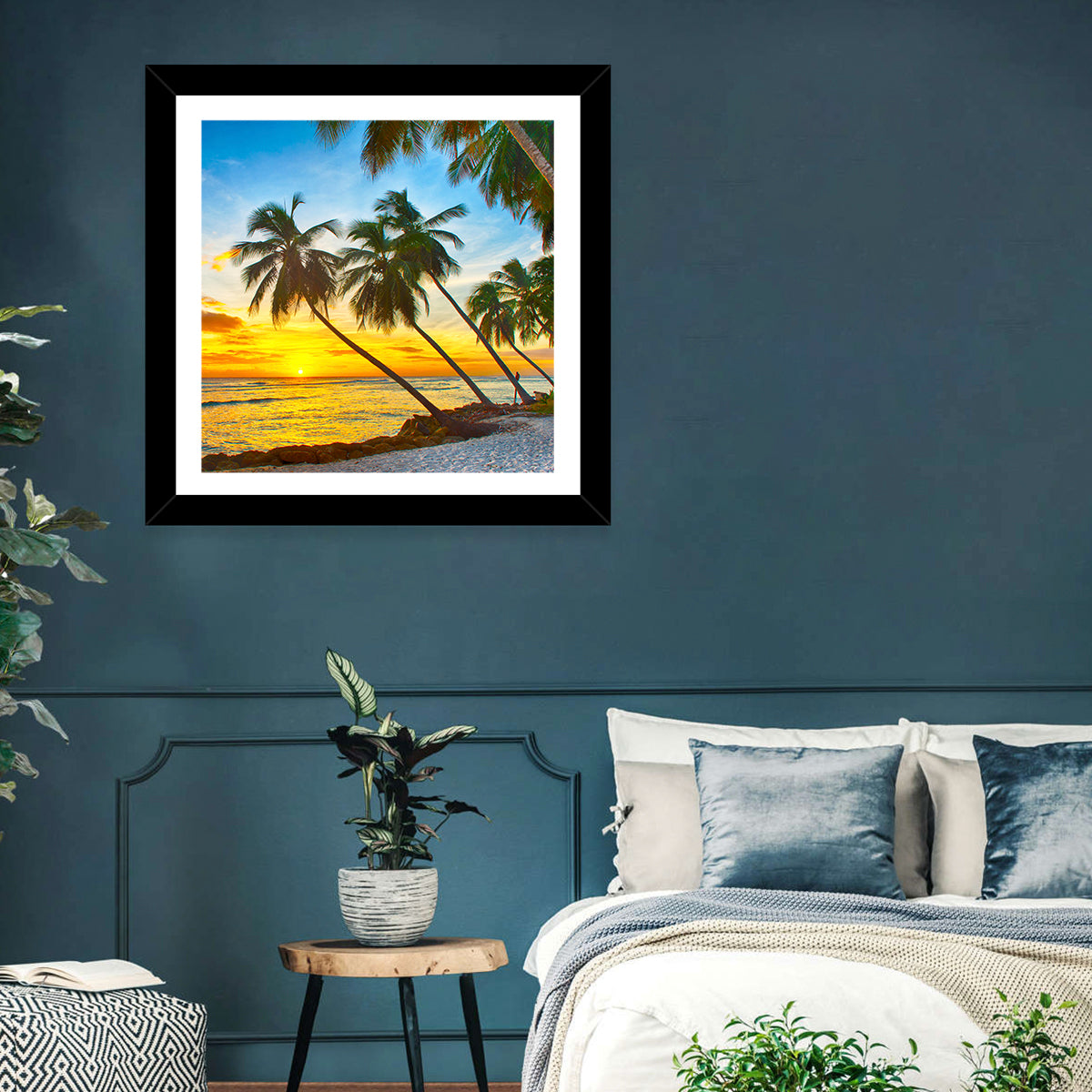 Palm Island Sunset Wall Art in a room, square
