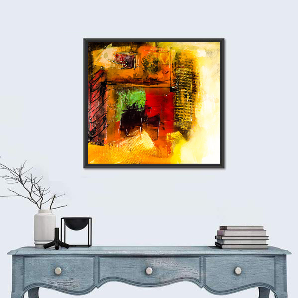 Layered Geometric Abstract in Warm Tones Wall Art