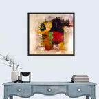 Bold Color Block Abstract with Black Circle Wall Art