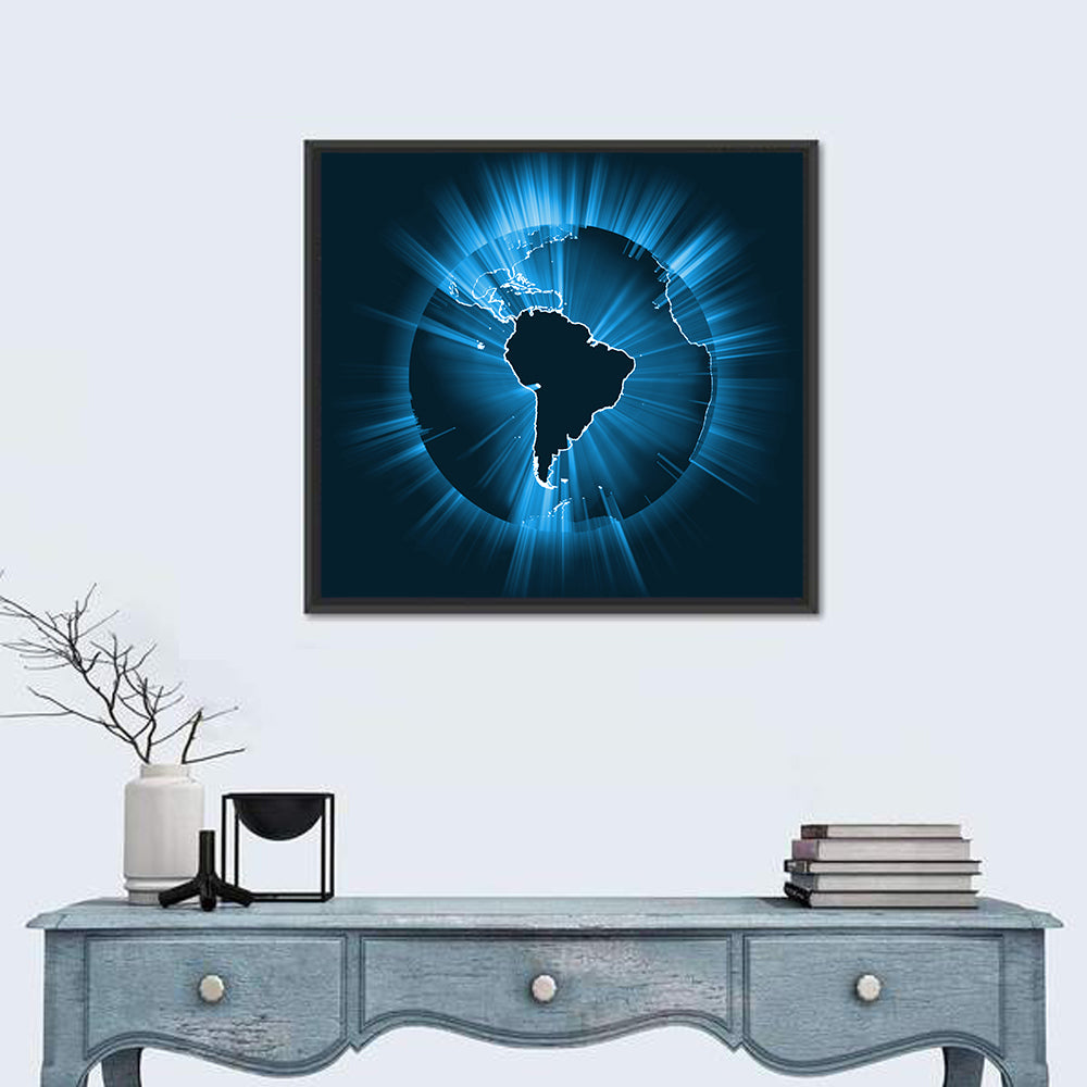 Glowing South America Map Wall Art